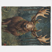 Couverture Polaire Retro vintage Christmas Moose (Devant (Horizontal))