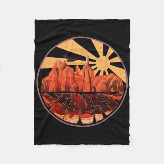 Couverture Polaire Retro Vintage Sedona Arizona T Shirt Hiking Sunset (Devant)