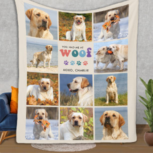Couverture Polaire Retro Vous M'Avez Eu WOOF Custom 11 Photo Collage 