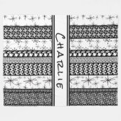 Couverture Polaire Rétros rayures noires et blanches 1 de motif (Devant (Horizontal))