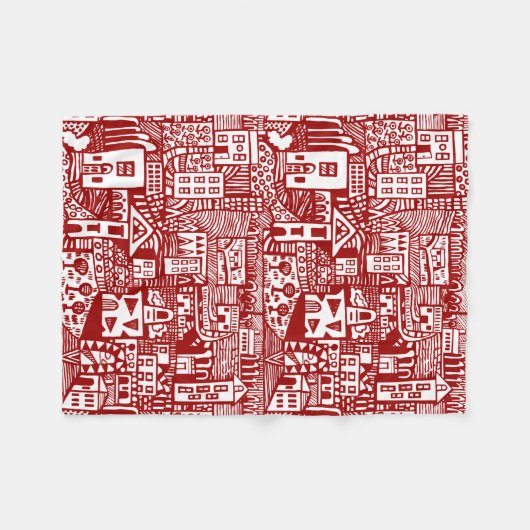 Couverture Polaire Rêve urbain - Ruby Rouge et blanc (Devant (Horizontal))