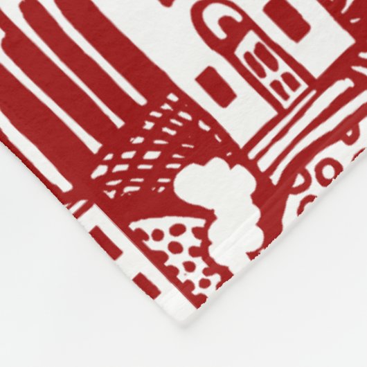 Couverture Polaire Rêve urbain - Ruby Rouge et blanc (Coin)