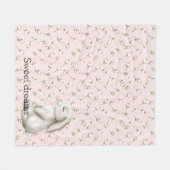 Couverture Polaire Rêves doux lapin lapin Rose rose Floral (Devant (Horizontal))