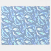 Couverture Polaire rêves doux - plumes d'aquarelle bleu clair : (Devant (Horizontal))