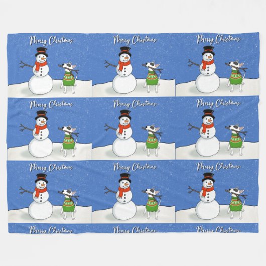 Couverture Polaire Rex La TV Terrier Jeu de puces de Noël (Devant (Horizontal))