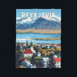 Couverture Polaire Reykjavík Islande Travel Art Vintage<br><div class="desc">Reykjavík design de déplacement vectoriel rétro. Reykjavík est la capitale la plus septentrionale d'un État souverain dans le monde. C'est l'une des villes les plus propres,  les plus vertes et les plus sûres du monde.</div>