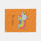 Couverture Polaire Rhino Rainbow Cute Kids Rhinoceros (Devant (Horizontal))