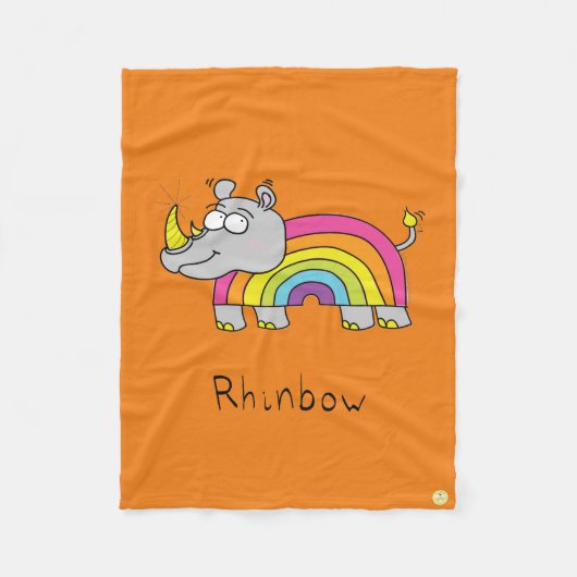 Couverture Polaire Rhino Rainbow Cute Kids Rhinoceros (Devant)
