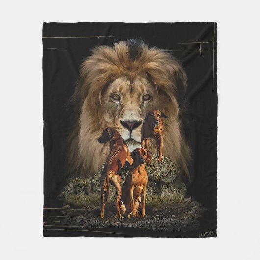 Couverture Polaire Rhodesian Ridgeback avec Lion (Devant)