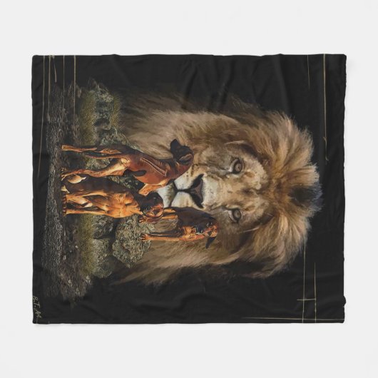 Couverture Polaire Rhodesian Ridgeback avec Lion (Devant (Horizontal))
