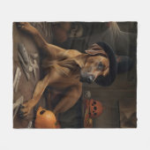 Couverture Polaire Rhodesian Ridgeback Citrouilles Halloween effrayan (Devant (Horizontal))