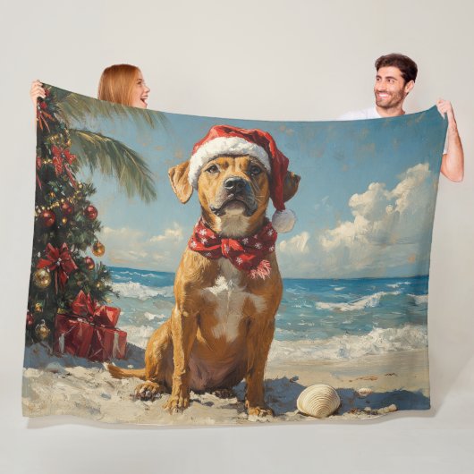 Couverture Polaire Rhodesian Ridgeback Dog Noël Plage Vintage (En situation)