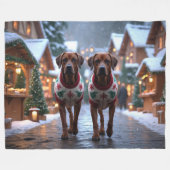 Couverture Polaire Rhodesian Ridgeback Dogs Christmas Snow Holiday (Devant (Horizontal))