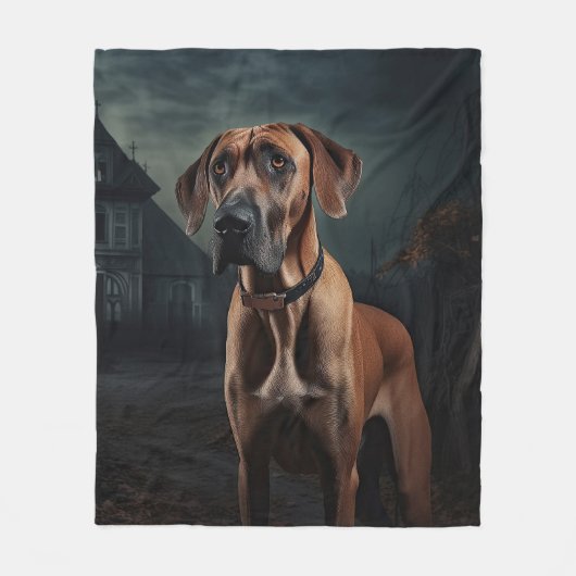 Couverture Polaire Rhodesian Ridgeback Halloween effrayant (Devant)