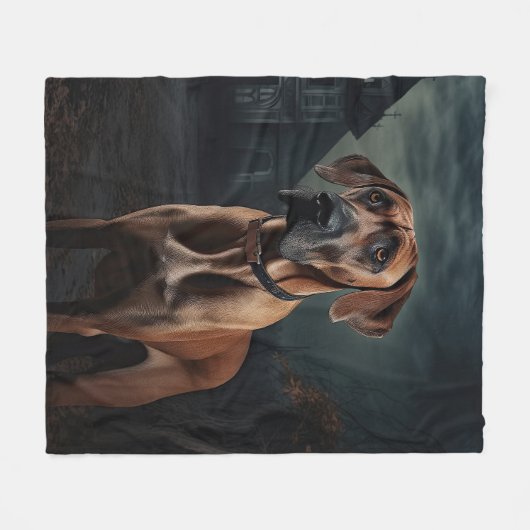 Couverture Polaire Rhodesian Ridgeback Halloween effrayant (Devant (Horizontal))