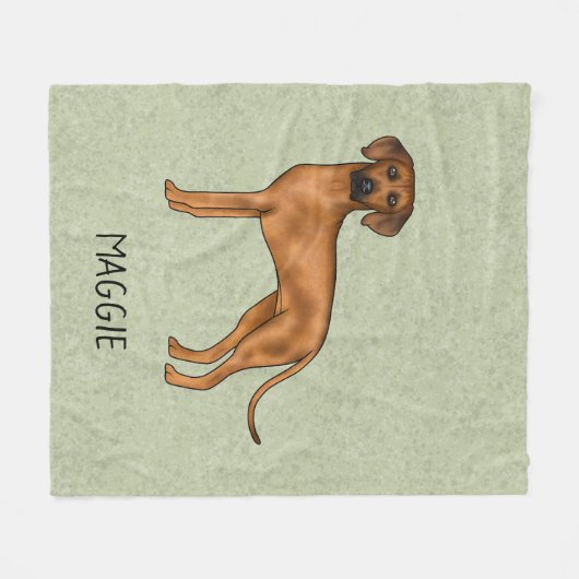 Couverture Polaire Rhodesian Ridgeback mignon chien Brown avec nom ve (Devant (Horizontal))