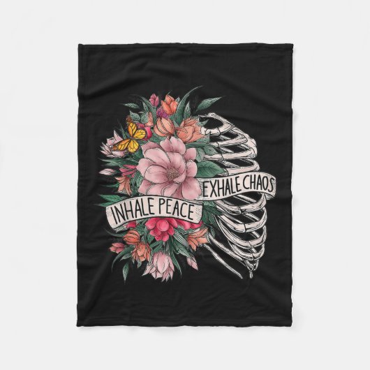 Couverture Polaire Rib Cage Inhale Peace Exhale Chaos Santé mentale (Devant)