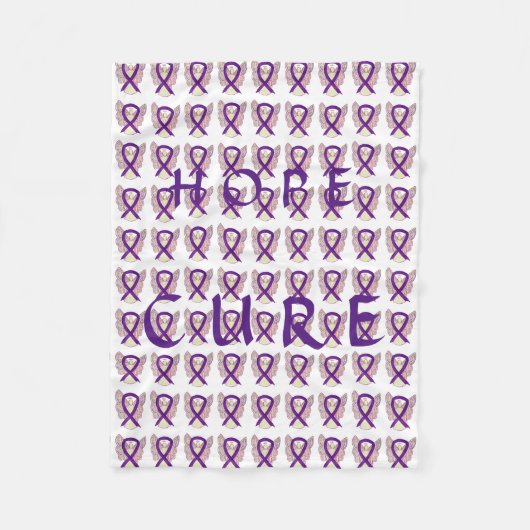 Couverture Polaire Ribbon Hope Cure Angel Blanche (Devant)