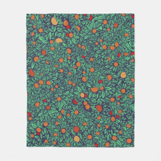 Couverture Polaire Rich Orchard : Vintage Tree Motif. (Devant)