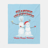 Couverture Polaire Rick et Morty | Bonnes Fêtes de snowmen (Devant)