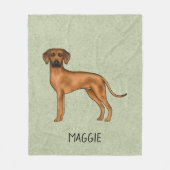 Couverture Polaire Ridback Rhodésien Chien Brun Mignon Avec Nom Vert (Devant)