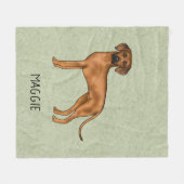 Couverture Polaire Ridback Rhodésien Chien Brun Mignon Avec Nom Vert (Devant (Horizontal))