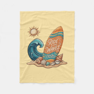 Couverture Polaire Ride the Waves Surfboard Illustration - Sunny Coas