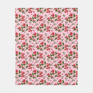 Couverture Polaire Rideau à motif floral cerise