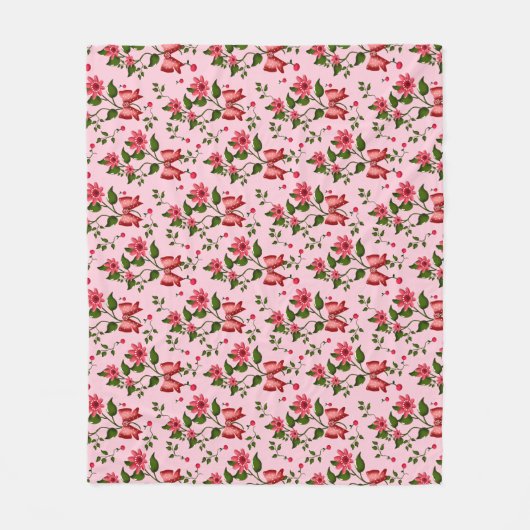 Couverture Polaire Rideau à motif floral cerise (Devant)