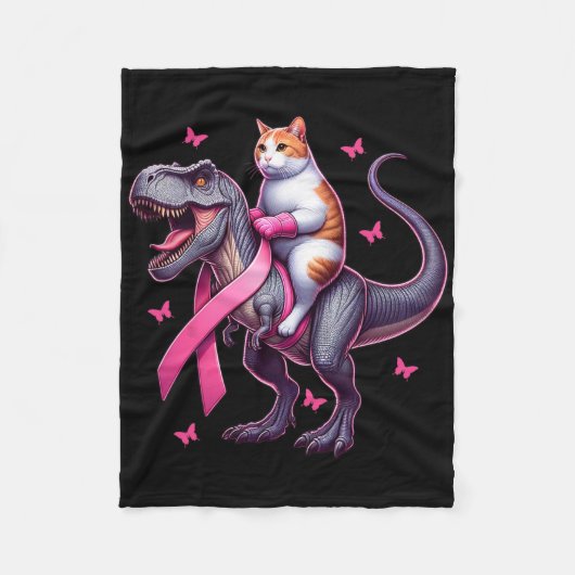 Couverture Polaire Riding Chat T Rex Dinosaur. Sensibilisation au can (Devant)