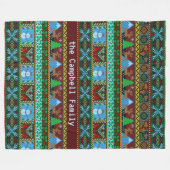 Couverture Polaire Rindeer des neiges de Noël | Nom de famille (Devant (Horizontal))