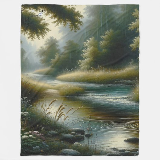 Couverture Polaire "Rivière tranquille à travers la forêt luxuriante" (Devant)