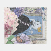 Couverture Polaire Robe élégante bleue femme florale fantaisie (Devant (Horizontal))