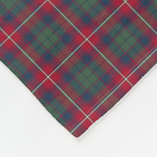 Couverture Polaire Robertson Clan Rouge, Bleu et Tartan Vert (Coin)