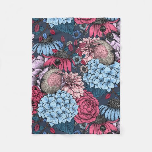 Couverture Polaire Robins dans le jardin 3 (Devant)