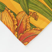 Couverture Polaire Robins et fleurs de lys, orange et vert (Coin)