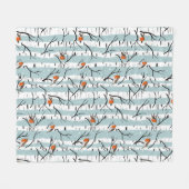 Couverture Polaire Robins européens sur bouleau d'argent dans la neig (Devant (Horizontal))