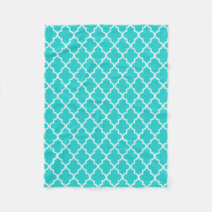 Couverture Polaire Robin's Oeuf Bleu et blanc Quatrefoil marocain