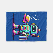 Couverture Polaire Robot Barista - Pixel Art Coffee Lover Design (Devant (Horizontal))