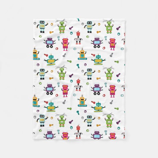 Couverture Polaire Robots multicolores mignons Motif robotique pour e (Devant)