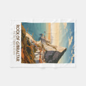Couverture Polaire Rocher de Gibraltar Travel Art Vintage (Devant (Horizontal))