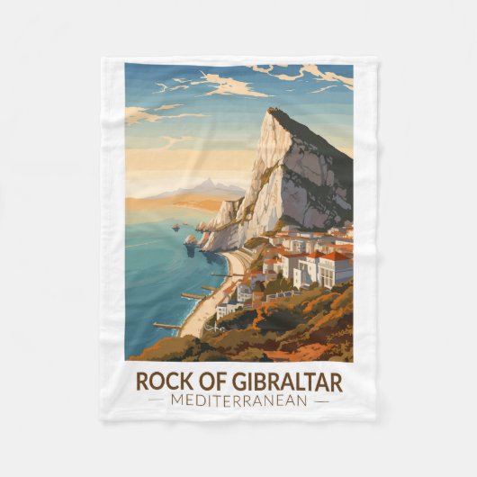 Couverture Polaire Rocher de Gibraltar Travel Art Vintage (Devant)