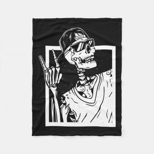 Couverture Polaire Rocher Skeleton main Halloween Costume Funny Rocke (Devant)