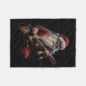 Couverture Polaire Rock Guitar Santa Claus Playing Guitar - Funny Chr (Devant (Horizontal))