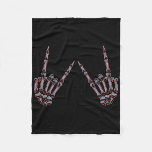 Couverture Polaire Rock On Rock Et Roll Skeleton Mains - Pour Concert