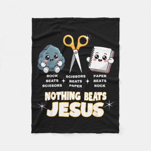 Couverture Polaire Rock Paper Scissors But Nothing Beats Jesus Funny (Devant)