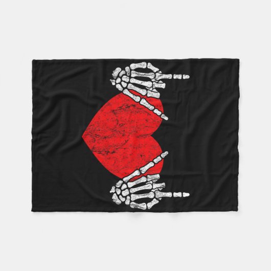 Couverture Polaire Rock Skeleton Coeur Main Rock Et Rouleau (Devant (Horizontal))