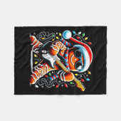 Couverture Polaire Rock Star Gingerbread Christmas Guitar Lights Men  (Devant (Horizontal))