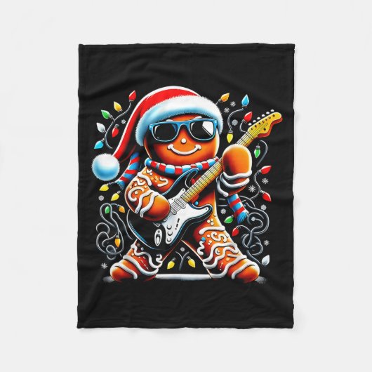 Couverture Polaire Rock Star Gingerbread Christmas Guitar Lights Men  (Devant)