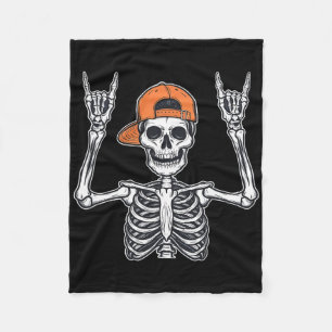Couverture Polaire Rocker Skeleton Casquette Halloween Rock Hommes ga